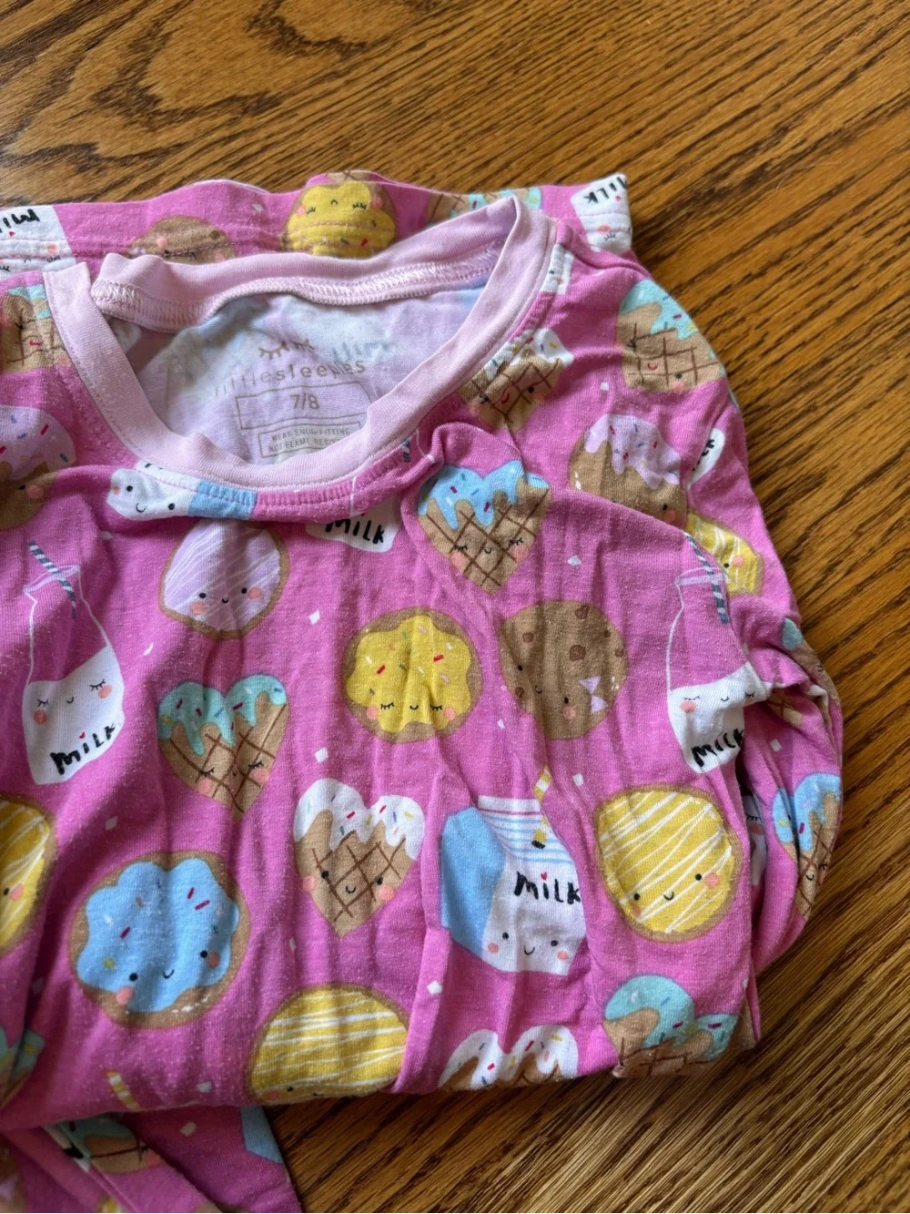 Little Sleepies Pink Girls Cookies & Milk Two-Piece Pajama Set Size 7/8